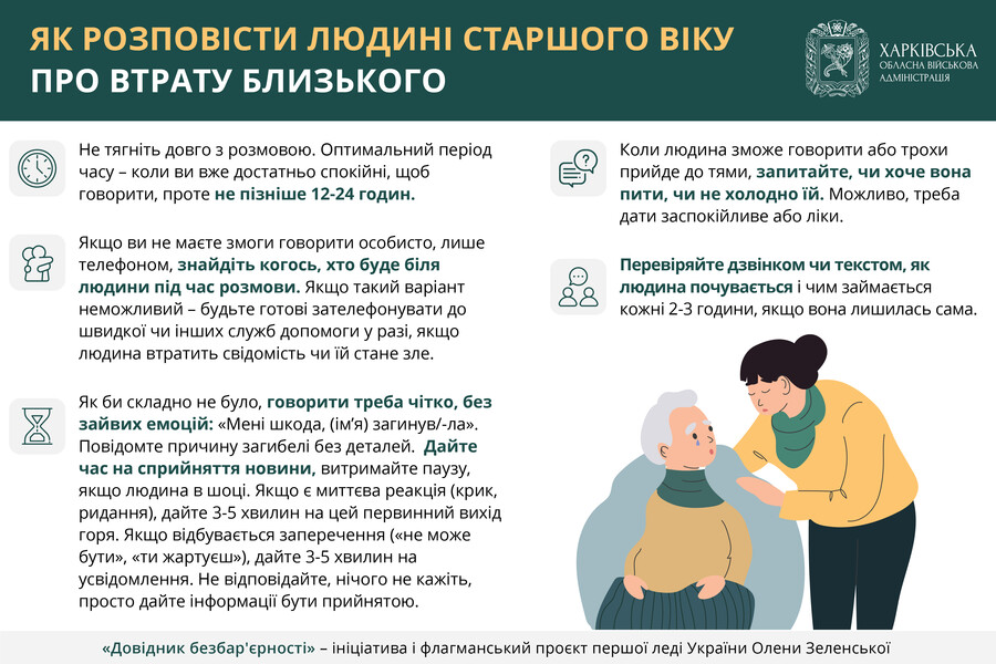 Як розповісти людині старшого віку про втрату близького – читайте в «Довіднику безбар’єрності»