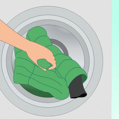Підготовчий етап прання пуховика в машинці