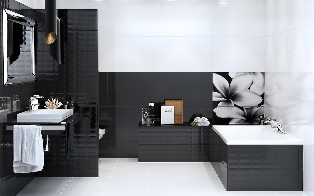 Поради дизайну для чорно­–білих ванних кімнат
