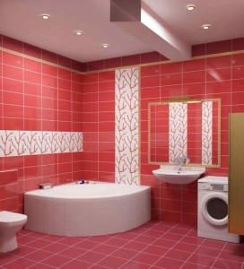 Червоно біла ванна кімната