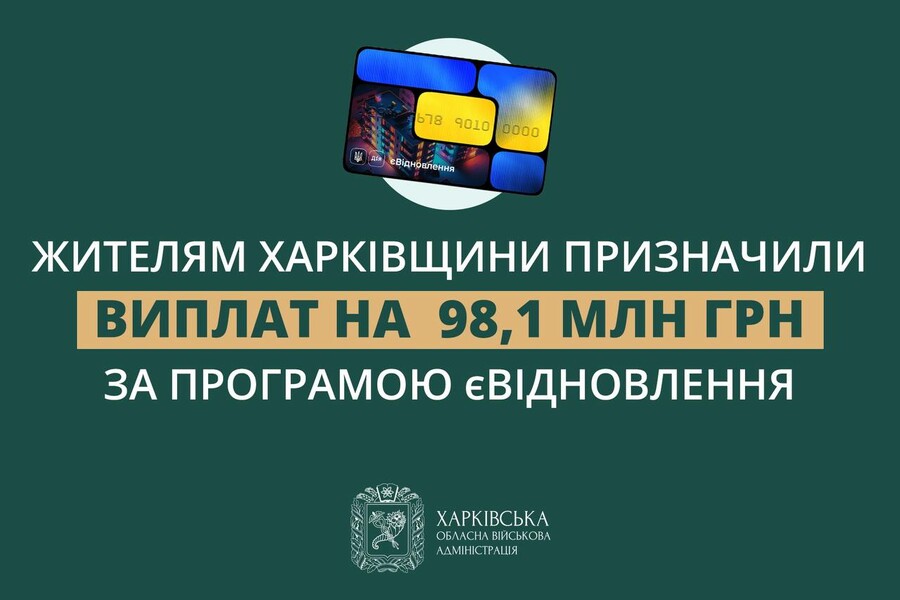 Жителям Харківщини призначили виплати на 98,1 млн грн за програмою єВідновлення – Олег Синєгубов