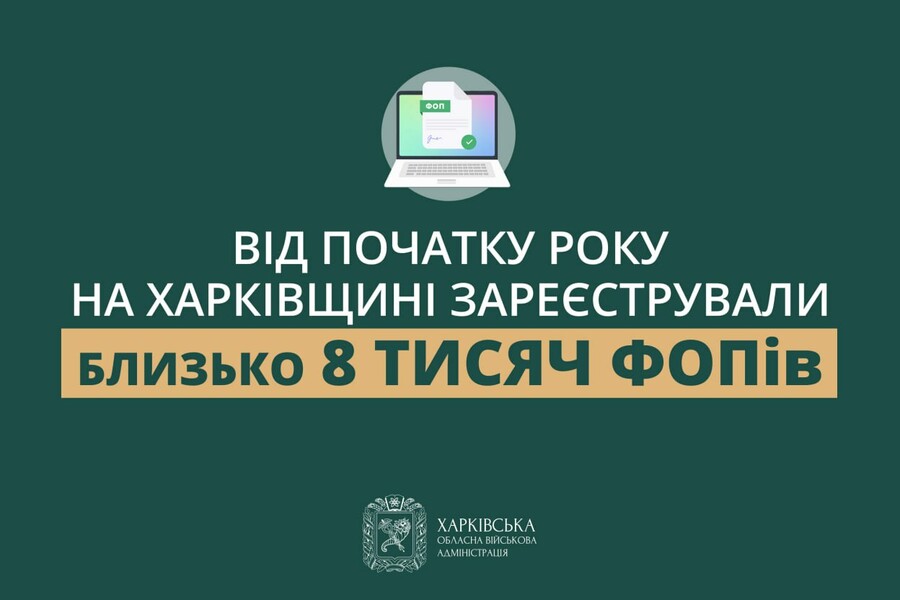 Від початку року на Харківщині зареєстрували близько 8 тисяч ФОПів